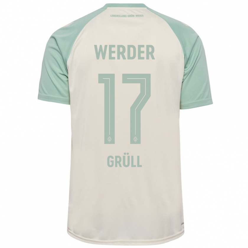 Kandiny Kinder Marco Grüll #17 Cremeweiß Hellgrün Auswärtstrikot Trikot 2024/25 T-Shirt