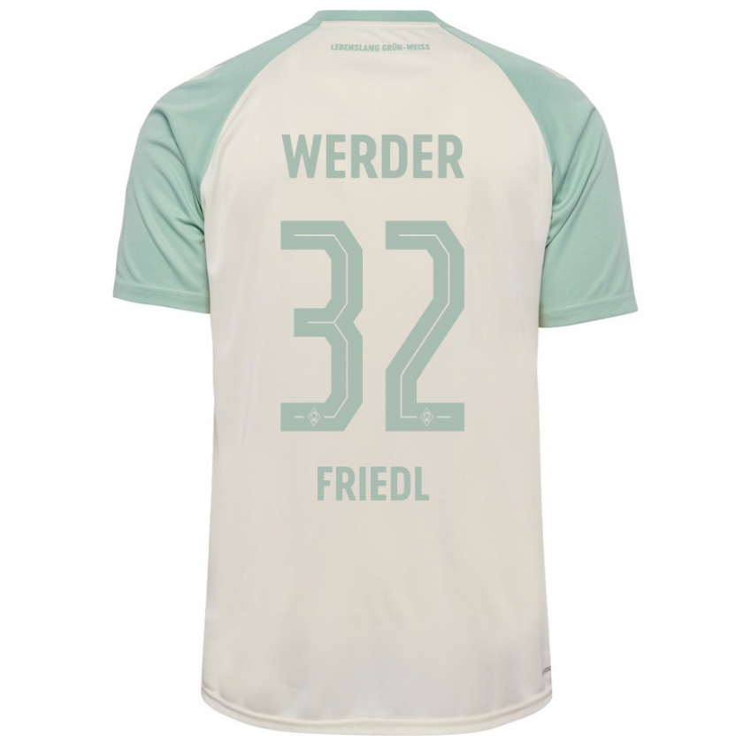 Kandiny Kinder Marco Friedl #32 Cremeweiß Hellgrün Auswärtstrikot Trikot 2024/25 T-Shirt