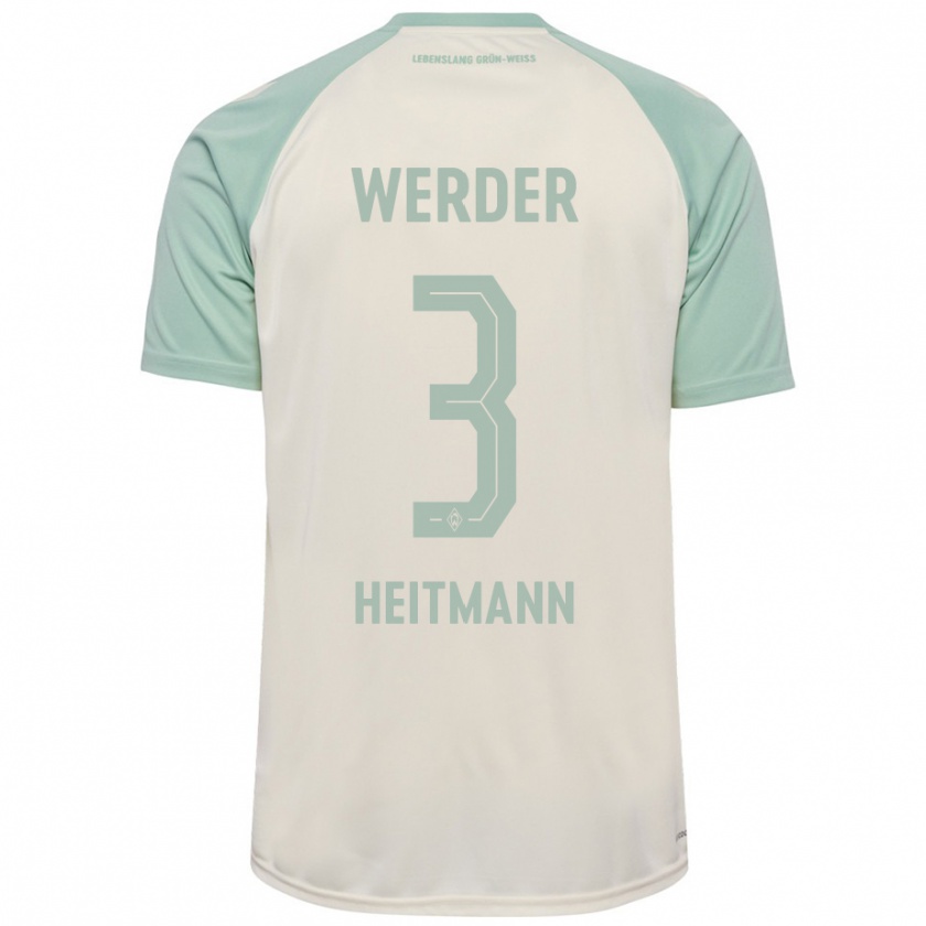 Kandiny Kinder Mats Heitmann #3 Cremeweiß Hellgrün Auswärtstrikot Trikot 2024/25 T-Shirt