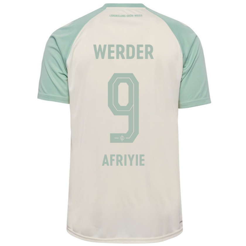 Kandiny Kinder Neal Afriyie #9 Cremeweiß Hellgrün Auswärtstrikot Trikot 2024/25 T-Shirt