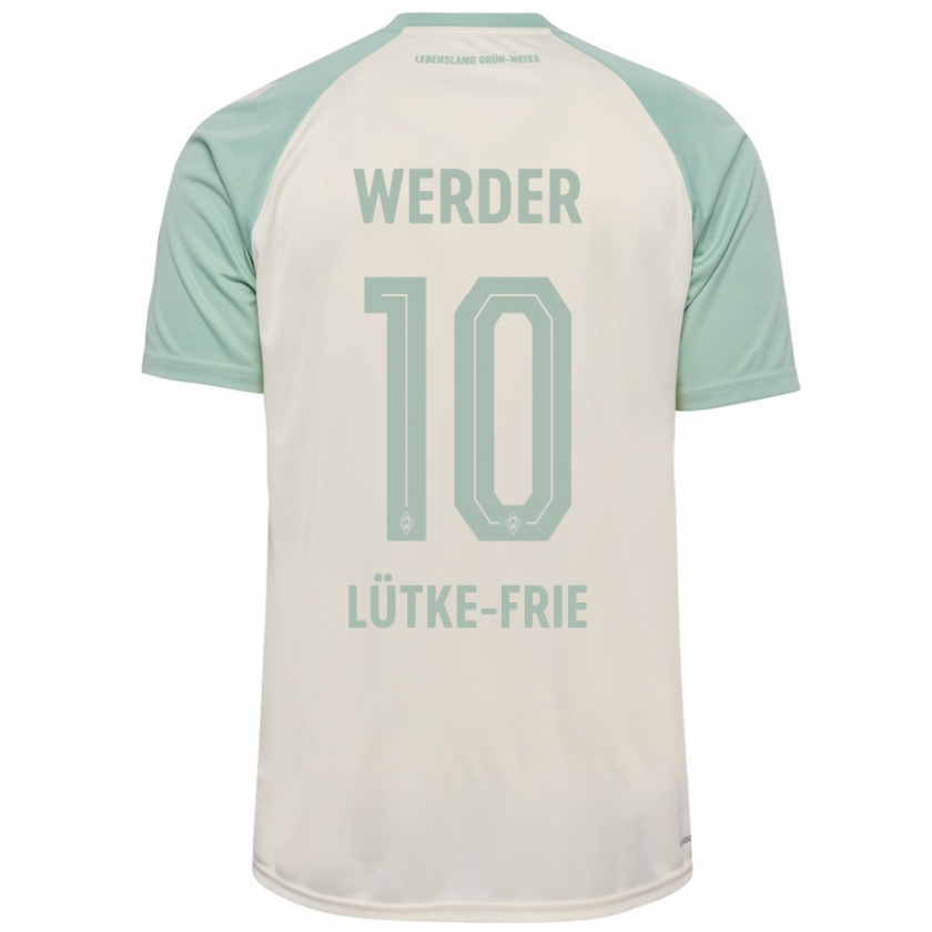 Kandiny Kinder Dennis Lütke-Frie #10 Cremeweiß Hellgrün Auswärtstrikot Trikot 2024/25 T-Shirt