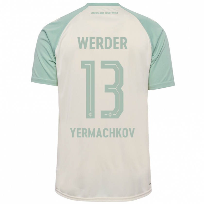 Kandiny Kinder Ivan Yermachkov #13 Cremeweiß Hellgrün Auswärtstrikot Trikot 2024/25 T-Shirt