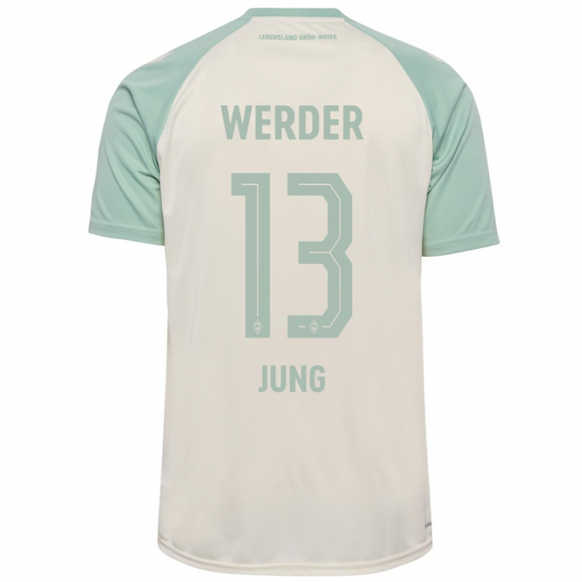 Kandiny Kinder Seong-Hyeon Jung #13 Cremeweiß Hellgrün Auswärtstrikot Trikot 2024/25 T-Shirt