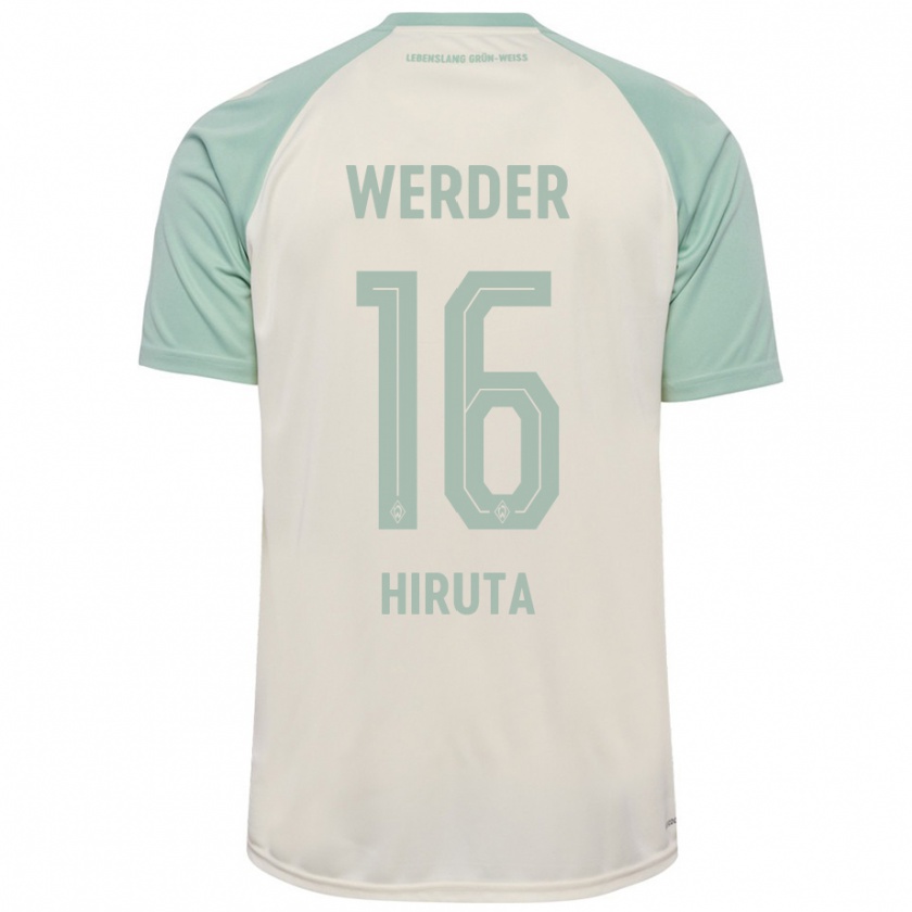 Kandiny Kinder Ikumi Hiruta #16 Cremeweiß Hellgrün Auswärtstrikot Trikot 2024/25 T-Shirt