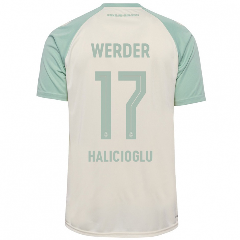 Kandiny Kinder Arda Halicioglu #17 Cremeweiß Hellgrün Auswärtstrikot Trikot 2024/25 T-Shirt