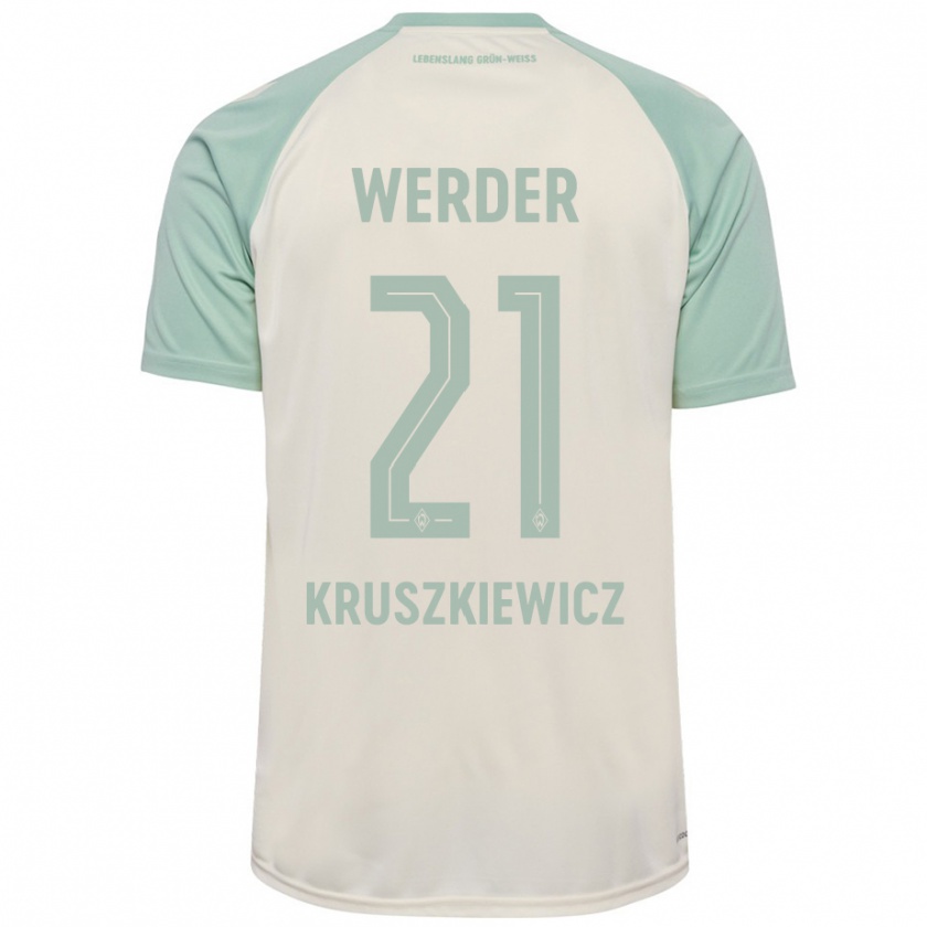 Kandiny Kinder Jakub Kruszkiewicz #21 Cremeweiß Hellgrün Auswärtstrikot Trikot 2024/25 T-Shirt