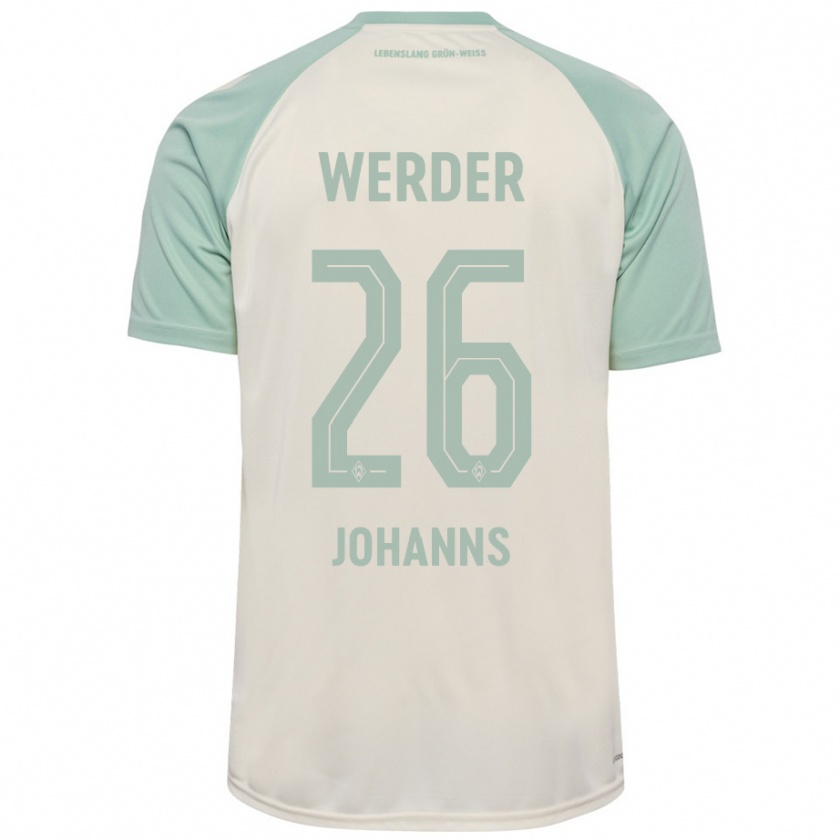 Kandiny Kinder Lennart Johanns #26 Cremeweiß Hellgrün Auswärtstrikot Trikot 2024/25 T-Shirt