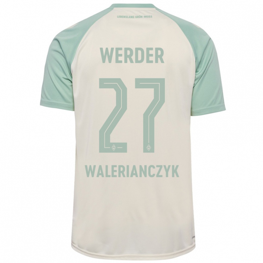 Kandiny Kinder Dennis Walerianczyk #27 Cremeweiß Hellgrün Auswärtstrikot Trikot 2024/25 T-Shirt