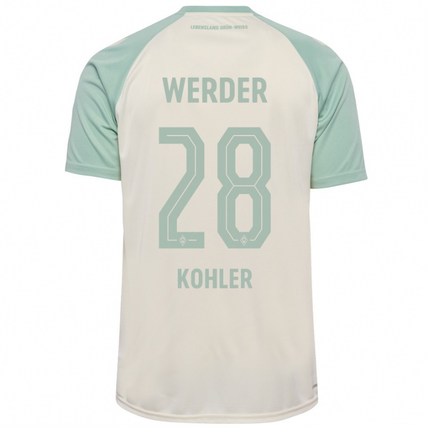 Kandiny Kinder Ethan Kohler #28 Cremeweiß Hellgrün Auswärtstrikot Trikot 2024/25 T-Shirt