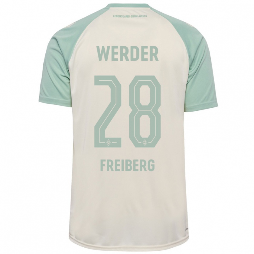 Kandiny Kinder Piet Freiberg #28 Cremeweiß Hellgrün Auswärtstrikot Trikot 2024/25 T-Shirt