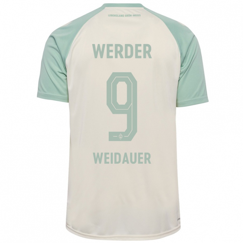 Kandiny Kinder Sophie Weidauer #9 Cremeweiß Hellgrün Auswärtstrikot Trikot 2024/25 T-Shirt