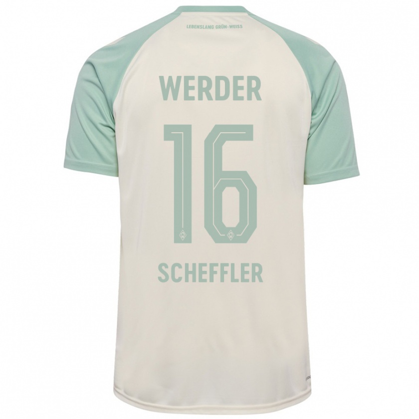 Kandiny Kinder Ian Scheffler #16 Cremeweiß Hellgrün Auswärtstrikot Trikot 2024/25 T-Shirt