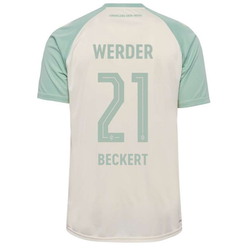 Kandiny Kinder Jonathan Beckert #21 Cremeweiß Hellgrün Auswärtstrikot Trikot 2024/25 T-Shirt