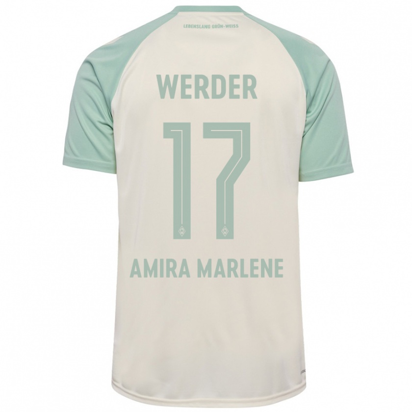 Kandiny Kinder Amira Marlene Dahl #17 Cremeweiß Hellgrün Auswärtstrikot Trikot 2024/25 T-Shirt