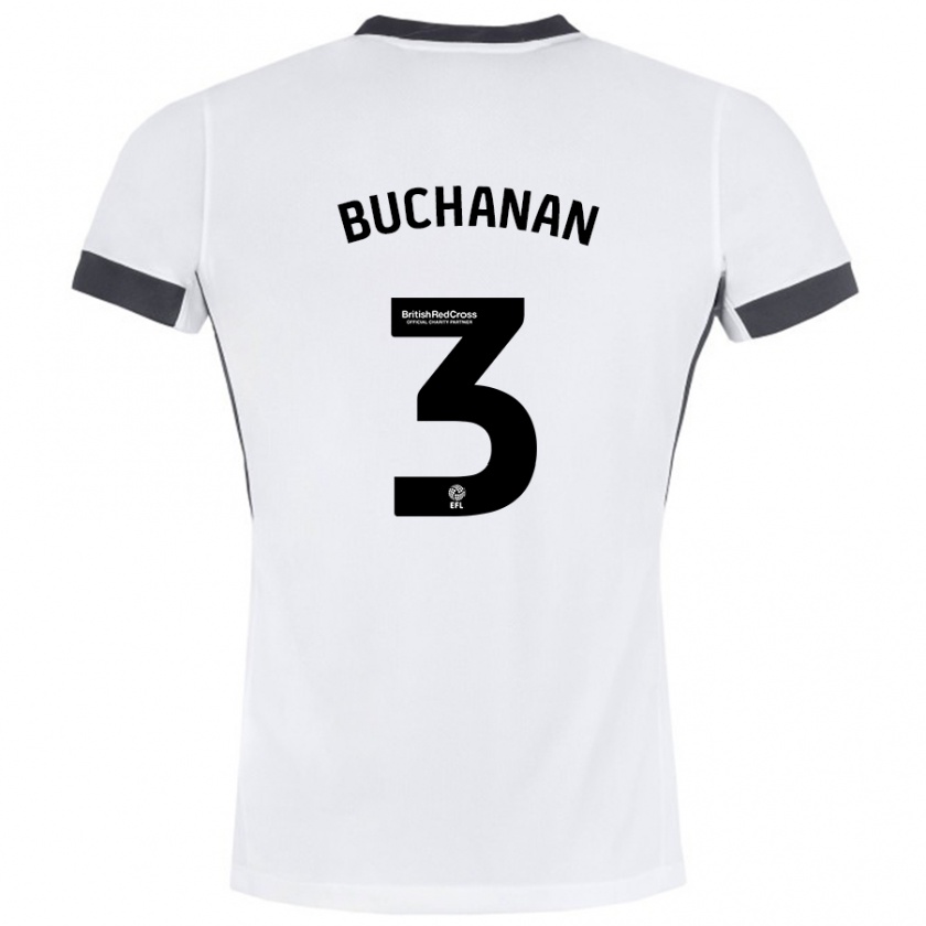 Kandiny Kinder Lee Buchanan #3 Weiß Schwarz Auswärtstrikot Trikot 2024/25 T-Shirt