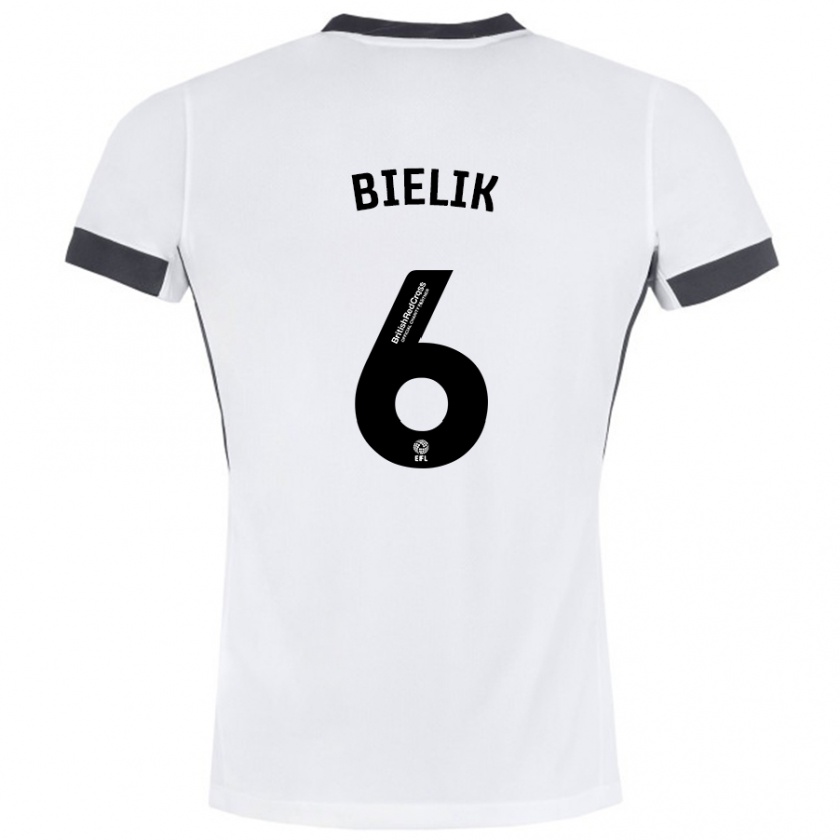 Kandiny Kinder Krystian Bielik #6 Weiß Schwarz Auswärtstrikot Trikot 2024/25 T-Shirt