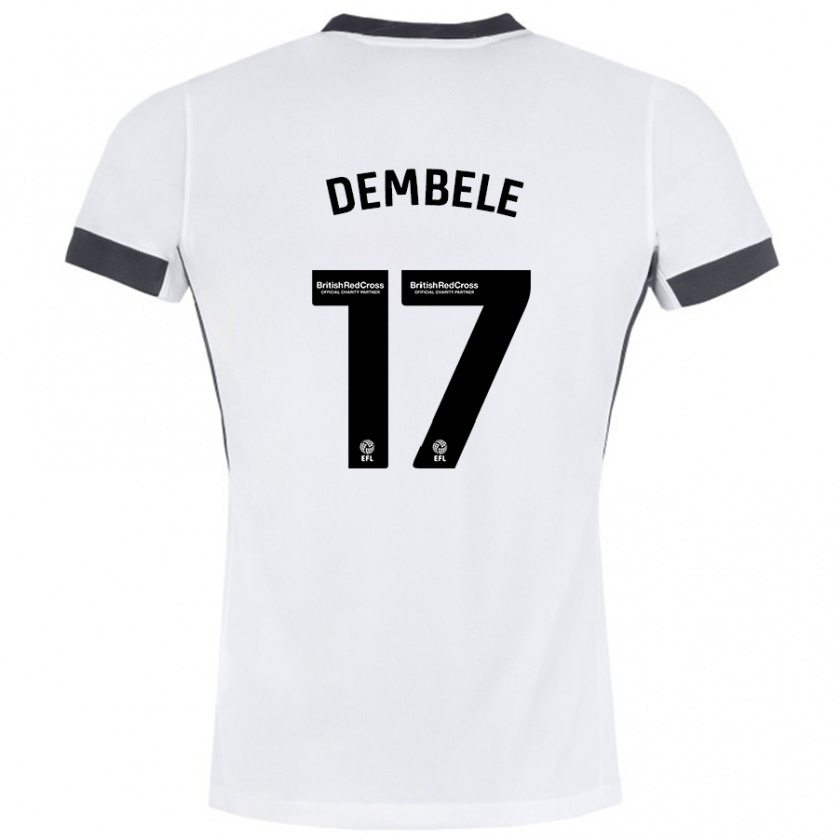 Kandiny Kinder Siriki Dembélé #17 Weiß Schwarz Auswärtstrikot Trikot 2024/25 T-Shirt