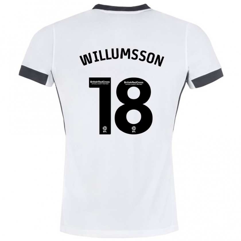 Kandiny Kinder Willum Thór Willumsson #18 Weiß Schwarz Auswärtstrikot Trikot 2024/25 T-Shirt