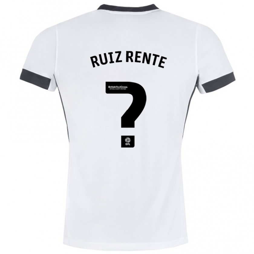 Kandiny Kinder Álvaro Ruiz Rente #0 Weiß Schwarz Auswärtstrikot Trikot 2024/25 T-Shirt