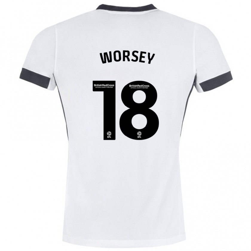 Kandiny Kinder Louanne Worsey #18 Weiß Schwarz Auswärtstrikot Trikot 2024/25 T-Shirt