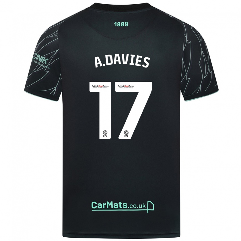 Kandiny Kinder Adam Davies #17 Schwarz Grün Auswärtstrikot Trikot 2024/25 T-Shirt