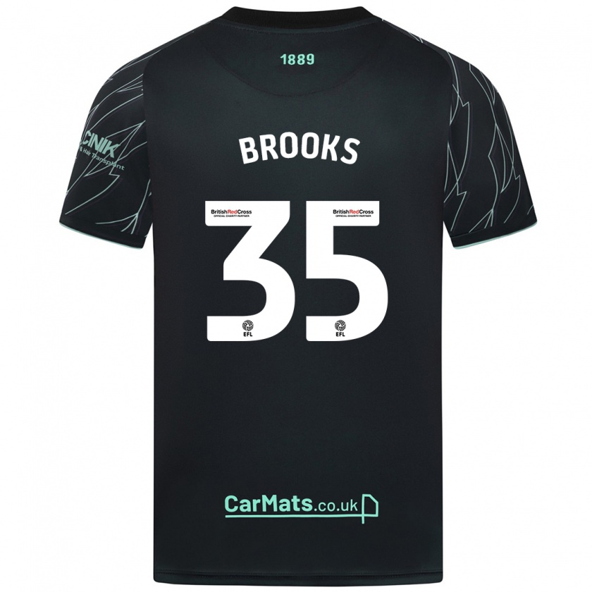 Kandiny Kinder Andre Brooks #35 Schwarz Grün Auswärtstrikot Trikot 2024/25 T-Shirt