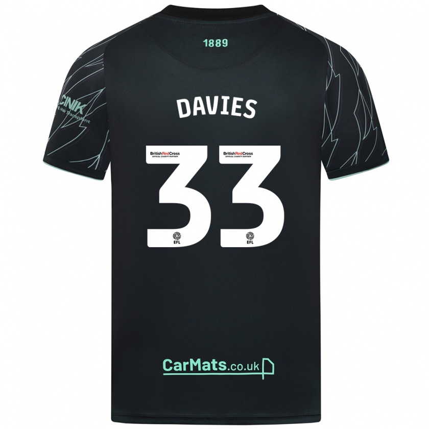 Kandiny Kinder Bethan Davies #33 Schwarz Grün Auswärtstrikot Trikot 2024/25 T-Shirt