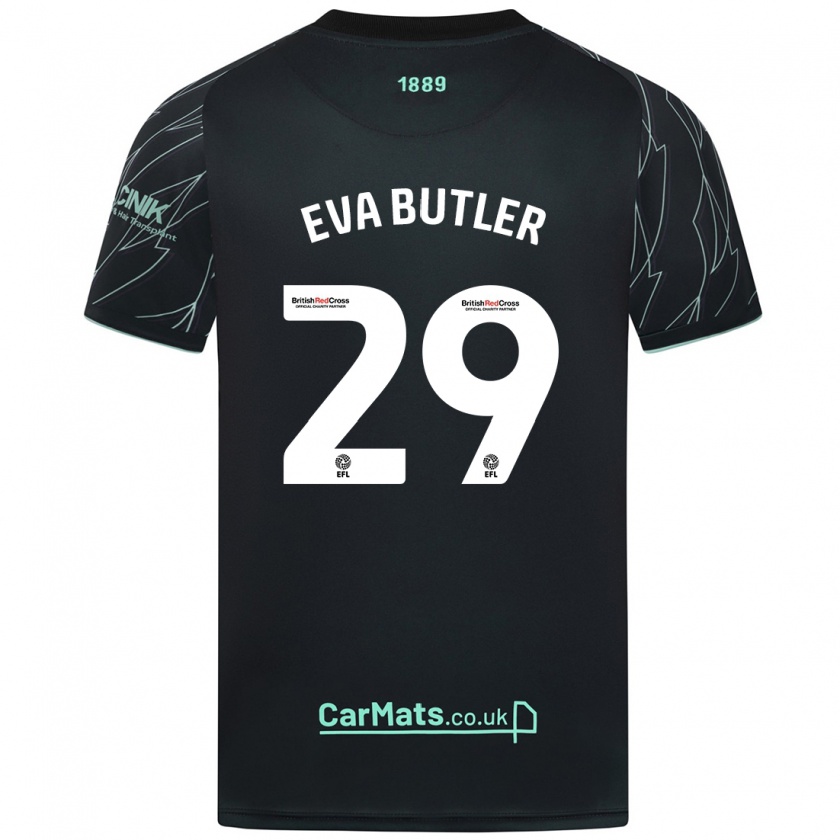 Kandiny Kinder Eva Butler #29 Schwarz Grün Auswärtstrikot Trikot 2024/25 T-Shirt