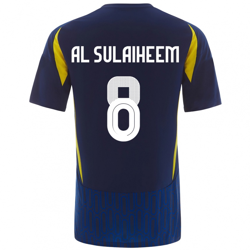 Kandiny Kinder Abdulmajeed Al-Sulayhim #8 Blau Gelb Auswärtstrikot Trikot 2024/25 T-Shirt