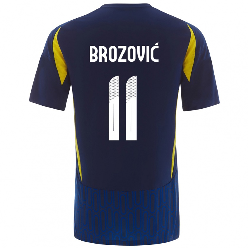 Kandiny Kinder Marcelo Brozovic #11 Blau Gelb Auswärtstrikot Trikot 2024/25 T-Shirt