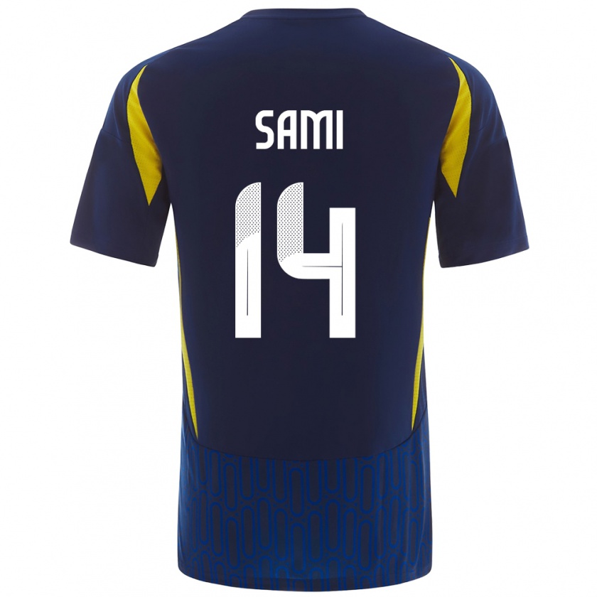 Kandiny Kinder Sami Al-Najei #14 Blau Gelb Auswärtstrikot Trikot 2024/25 T-Shirt