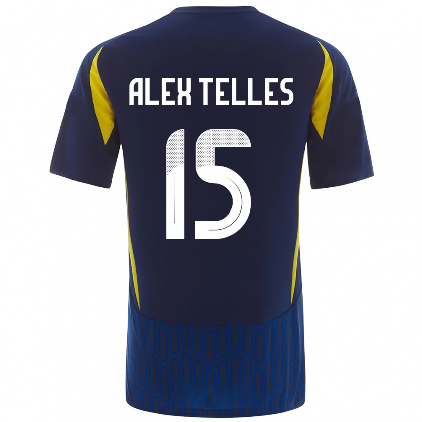 Kandiny Kinder Alex Telles #15 Blau Gelb Auswärtstrikot Trikot 2024/25 T-Shirt