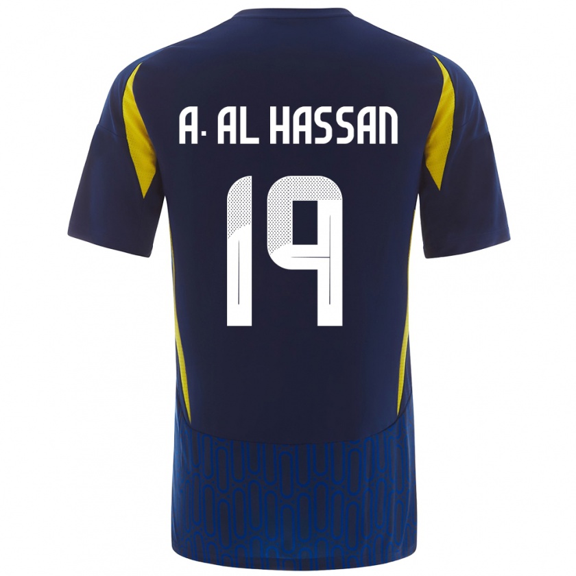 Kandiny Kinder Ali Al-Hassan #19 Blau Gelb Auswärtstrikot Trikot 2024/25 T-Shirt