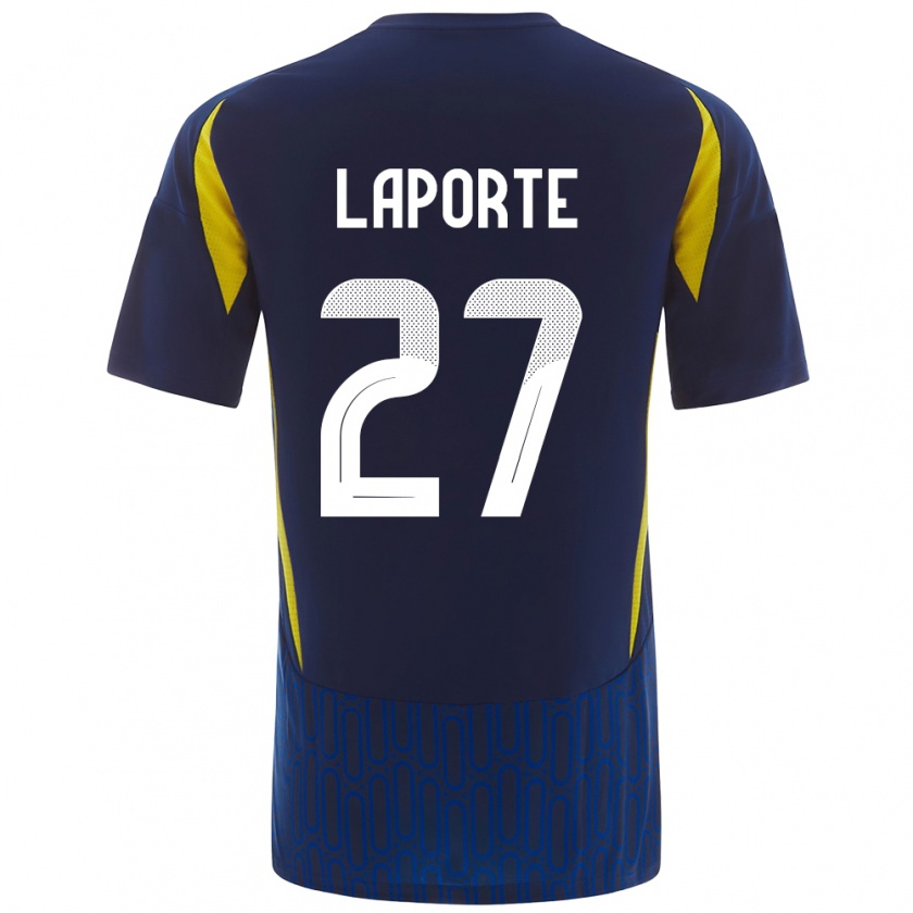 Kandiny Kinder Aymeric Laporte #27 Blau Gelb Auswärtstrikot Trikot 2024/25 T-Shirt