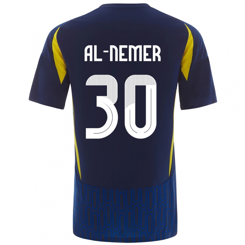 Kandiny Kinder Meshari Al-Nemer #30 Blau Gelb Auswärtstrikot Trikot 2024/25 T-Shirt