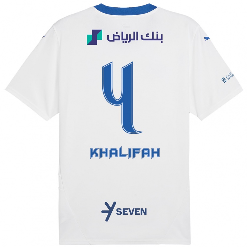 Kandiny Kinder Khalifah Al-Dawsari #4 Weiß Blau Auswärtstrikot Trikot 2024/25 T-Shirt