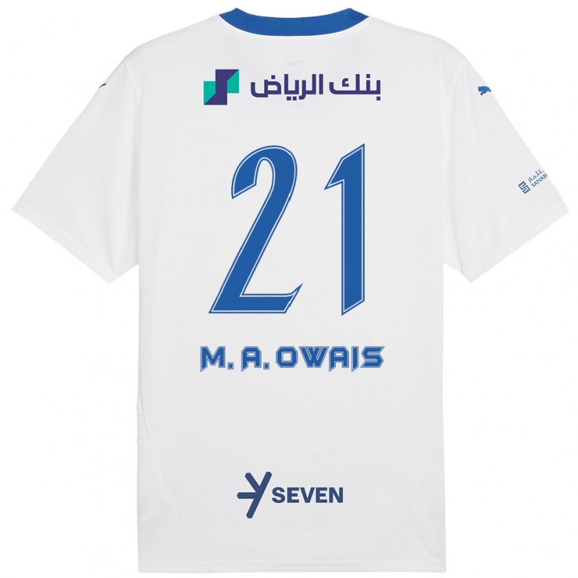 Kandiny Kinder Mohammed Al-Owais #21 Weiß Blau Auswärtstrikot Trikot 2024/25 T-Shirt