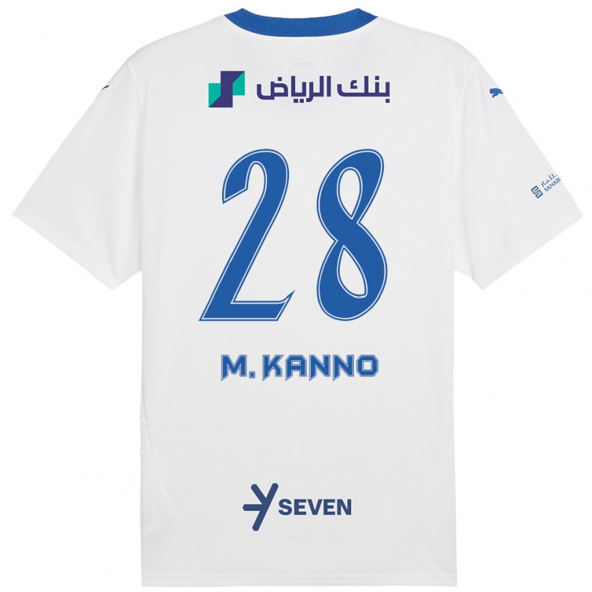 Kandiny Kinder Mohamed Kanno #28 Weiß Blau Auswärtstrikot Trikot 2024/25 T-Shirt