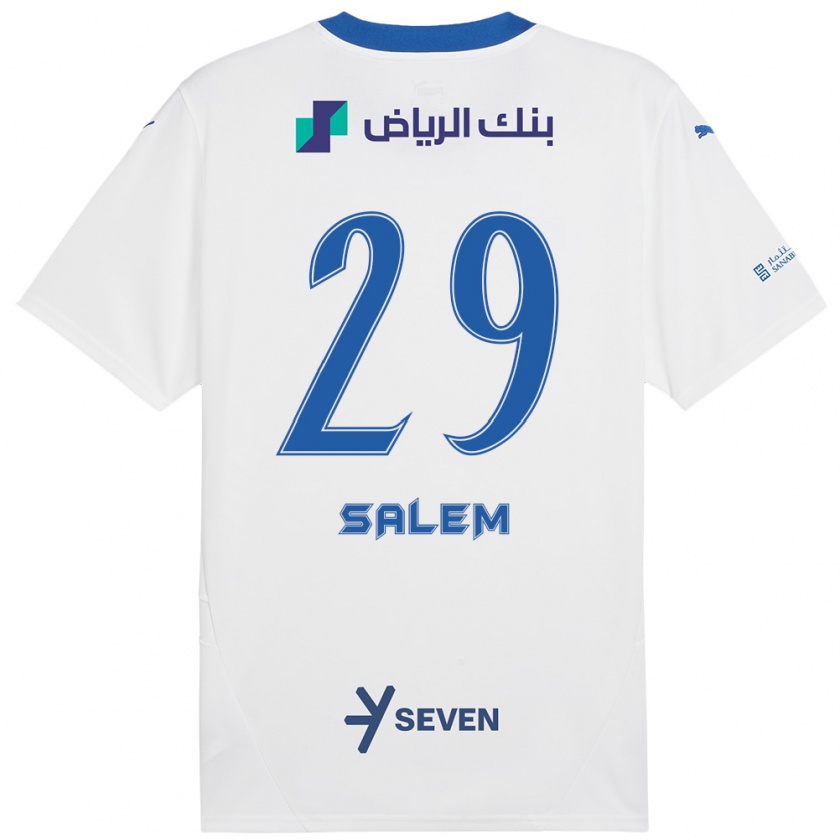 Kandiny Kinder Salem Al-Dawsari #29 Weiß Blau Auswärtstrikot Trikot 2024/25 T-Shirt