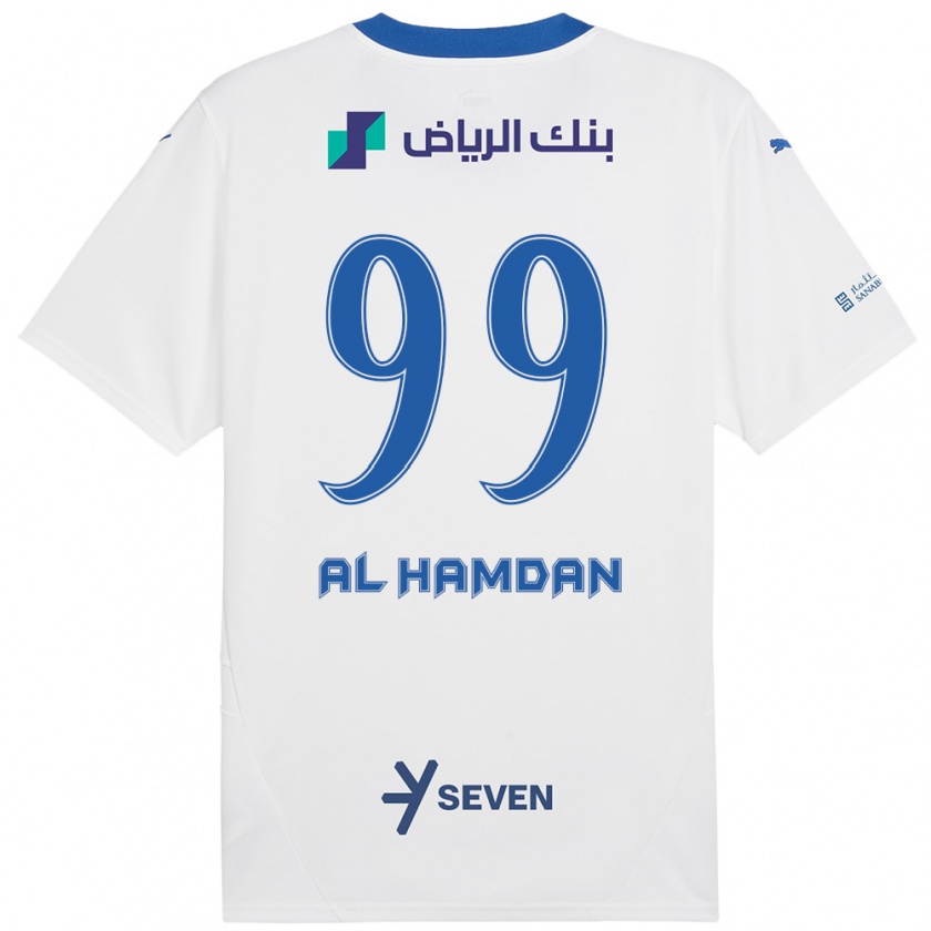 Kandiny Kinder Abdullah Al-Hamdan #99 Weiß Blau Auswärtstrikot Trikot 2024/25 T-Shirt