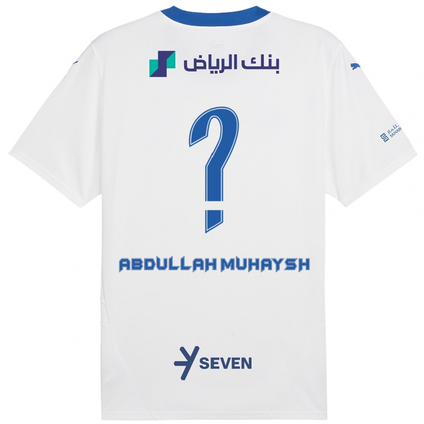 Kandiny Kinder Mohammed Abdullah Muhaysh #0 Weiß Blau Auswärtstrikot Trikot 2024/25 T-Shirt