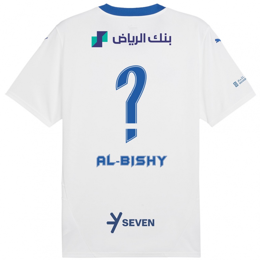 Kandiny Kinder Bder Abdulaziz Al-Bishy #0 Weiß Blau Auswärtstrikot Trikot 2024/25 T-Shirt