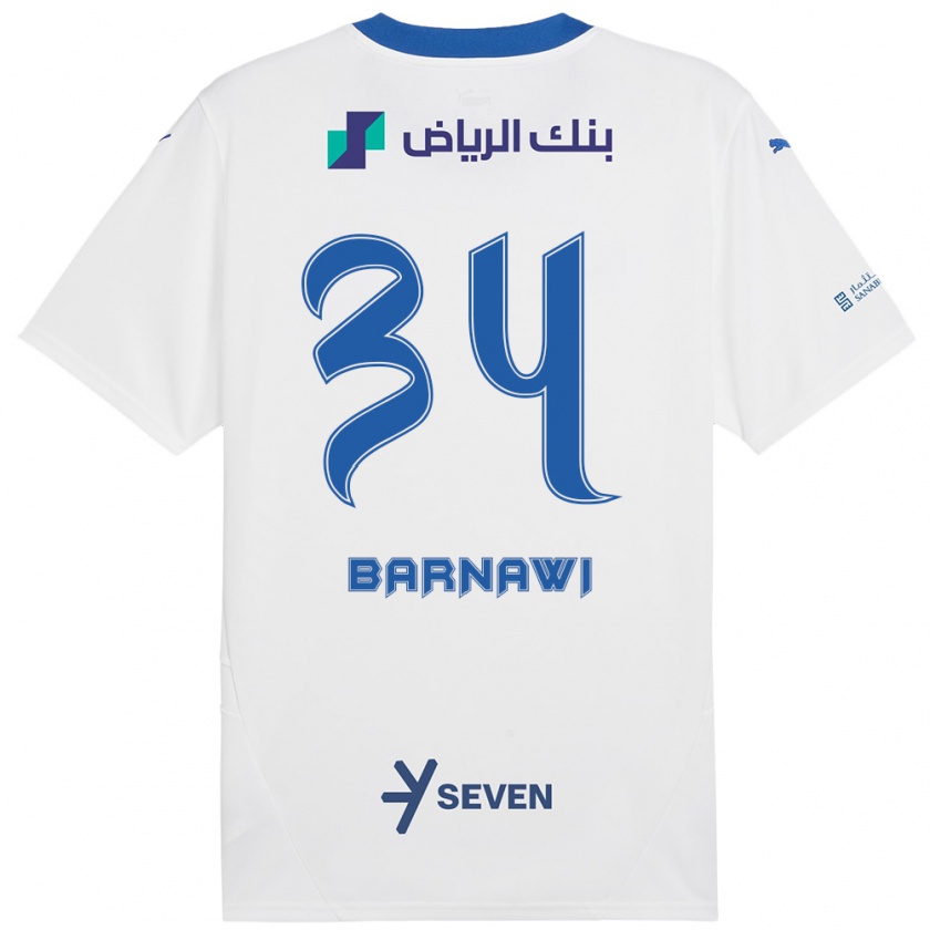 Kandiny Kinder Saleh Barnawi #34 Weiß Blau Auswärtstrikot Trikot 2024/25 T-Shirt