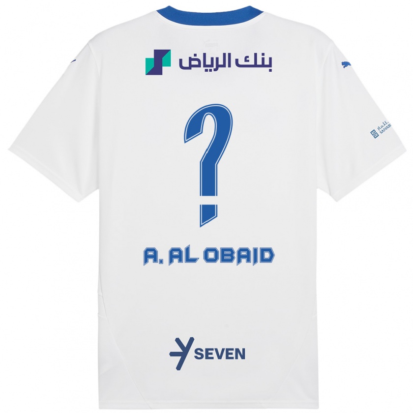 Kandiny Kinder Abdulrahman Al-Obaid #0 Weiß Blau Auswärtstrikot Trikot 2024/25 T-Shirt