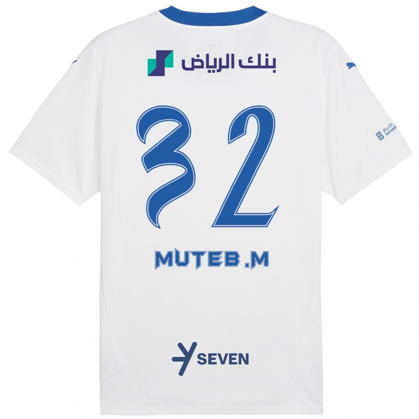 Kandiny Kinder Muteb Al-Mufarrij #32 Weiß Blau Auswärtstrikot Trikot 2024/25 T-Shirt