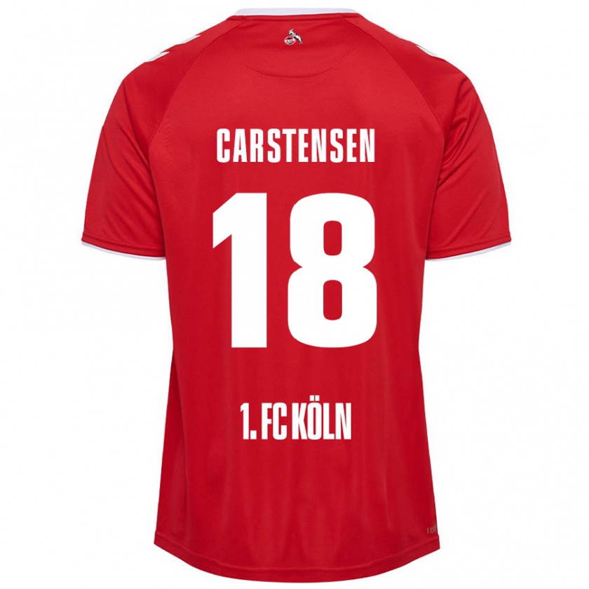 Kandiny Kinder Rasmus Carstensen #18 Rot Weiß Auswärtstrikot Trikot 2024/25 T-Shirt