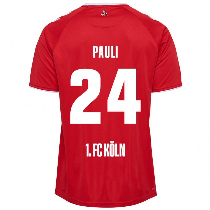 Kandiny Kinder Julian Pauli #24 Rot Weiß Auswärtstrikot Trikot 2024/25 T-Shirt