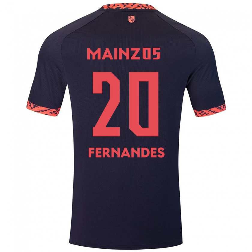 Kandiny Kinder Edimilson Fernandes #20 Blau Korallenrot Auswärtstrikot Trikot 2024/25 T-Shirt