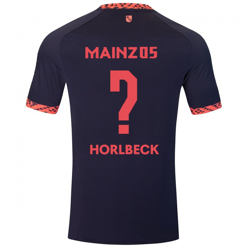 Kandiny Kinder Dominik Horlbeck #0 Blau Korallenrot Auswärtstrikot Trikot 2024/25 T-Shirt