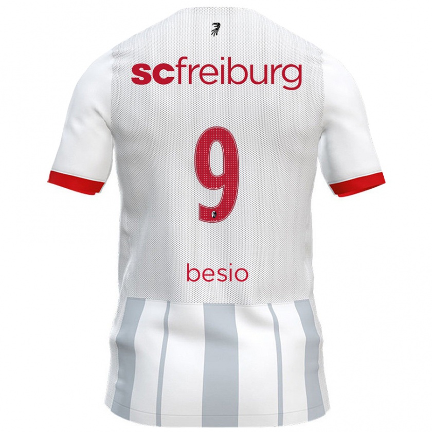 Kandiny Kinder Alessio Besio #9 Weiß Grau Auswärtstrikot Trikot 2024/25 T-Shirt